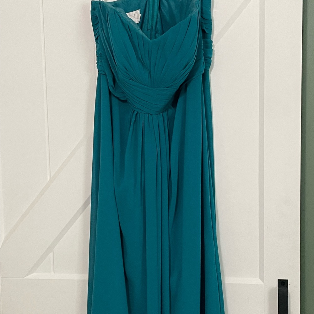 Teal David’s Bridal Bridesmaid Dress